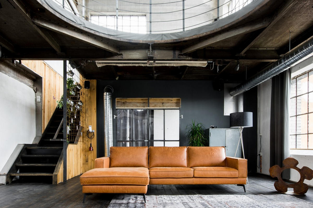 ECKSOFA BLOOM Braun Leder - Dunkelbraun/Schwarz, Leder/Metall (276/177cm) - KAWOLA