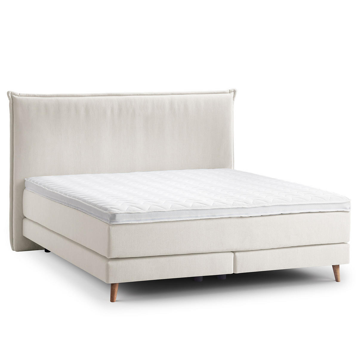 BOXSPRINGBETT - Klassisch - Platinfarben, Holz (180/200cm) - home24