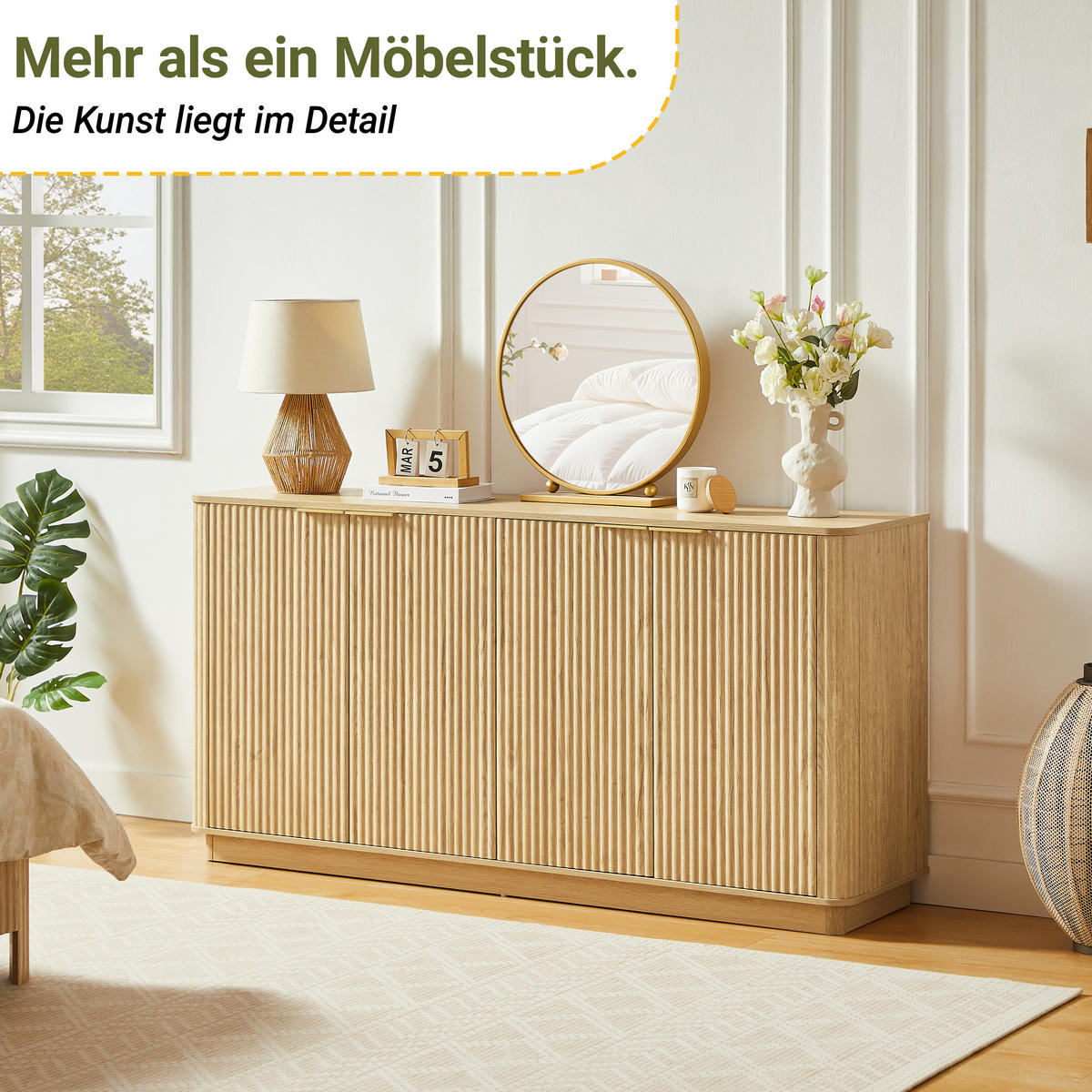 SIDEBOARD Eiche 160/40/80 cm - Eichefarben, Holzwerkstoff (160/80/40cm) - PANGIVO