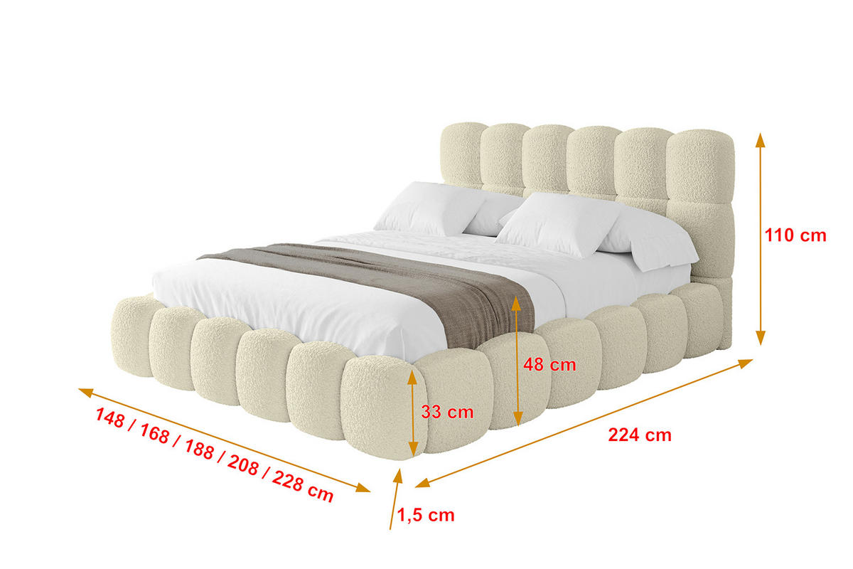 POLSTERBETT mit Bettkasten und Lattenrost, Bett mit Matratze H3/H4 - LEYA 120x200 Beige - Taupe, Holzwerkstoff/Textil (120/200cm) - ALTDECOR
