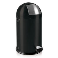 MÜLLEIMER Stilvoller Eleganter Mit Starkem Fußpedal und Verzinktem Inneneimer 33 Liter 70 x 35 cm Schwarz - Schwarz, Metall (38/70/43.5cm) - PROREGAL