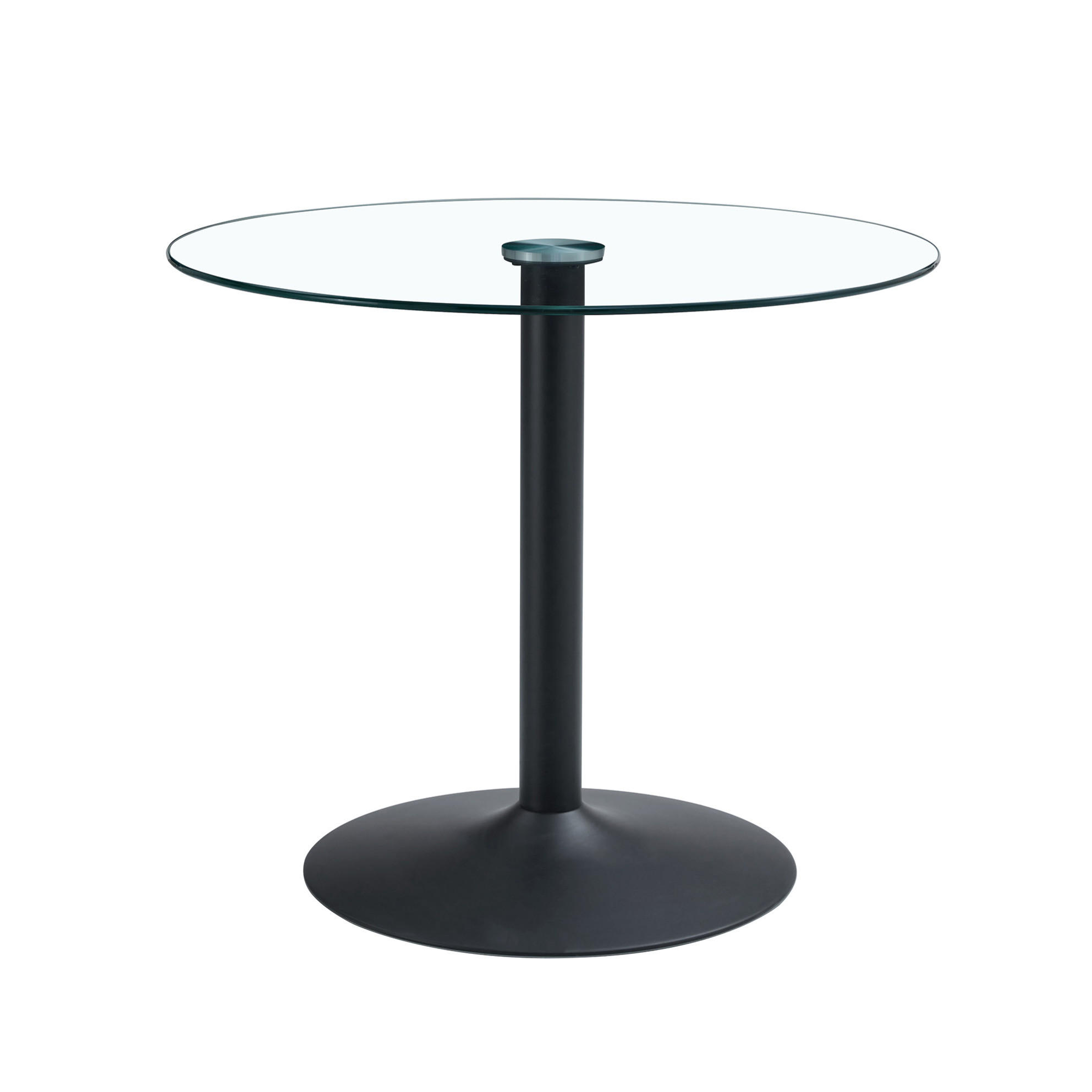 ESSTISCH 85/85/76 cm schwarz transparent aus Glas und Metall mit runder Tischplatte - Schwarz, Holzwerkstoff (85/85/76cm) - OKWISH