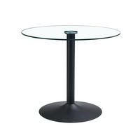 BAROVÝ stůl 85/85/76 cm černá/průhledná ze skla a kovu s kulatou deskou - černá, kompozitní dřevo (85/85/76cm) - OKWISH