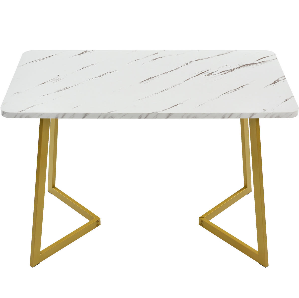 ESSTISCH, MDF in Marmoroptik mit Goldfarbenem Metallgestell, 117/68/75 cm, Weiß/Gold - Goldfarben, Holzwerkstoff (117/68/75cm) - Redom