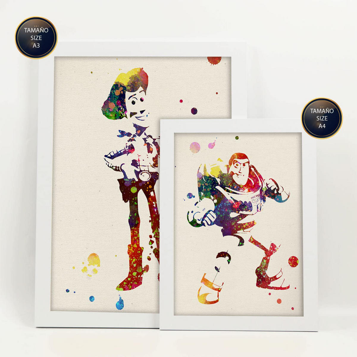 POSTER Set Mit 6 Spielzeuggeschichte Größe A3 & A4 Weißer Rahmen - Weiß, Papier (29.7/1cm) - Nacnic