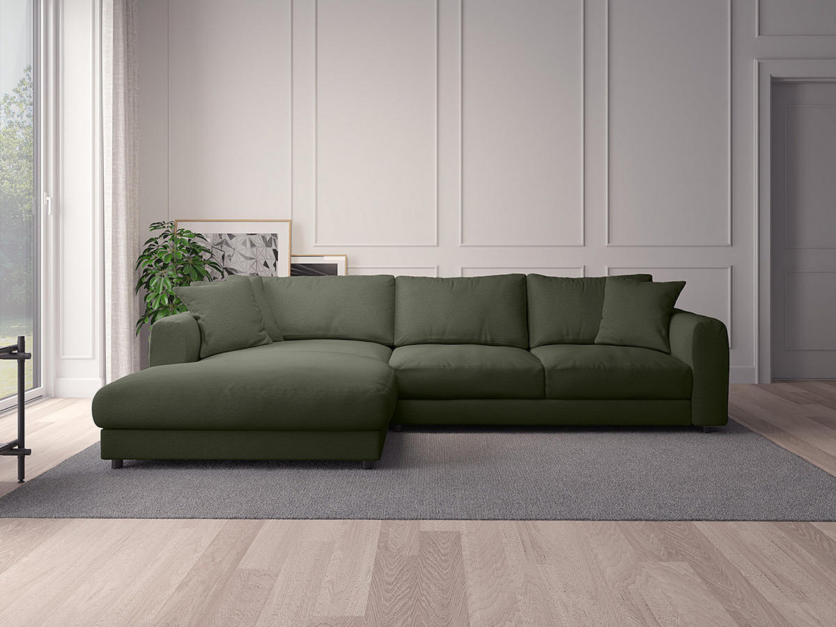 ECKSOFA mit Longchair - Schwarz/Grau, Holz/Kunststoff (286/183cm) - home24
