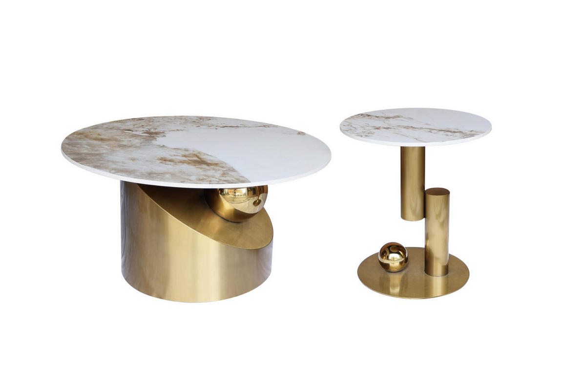 COUCHTISCH MODIG Weiß 80x80x50 cm - Weiß, Stein (80/80/50cm) - FURNLUX