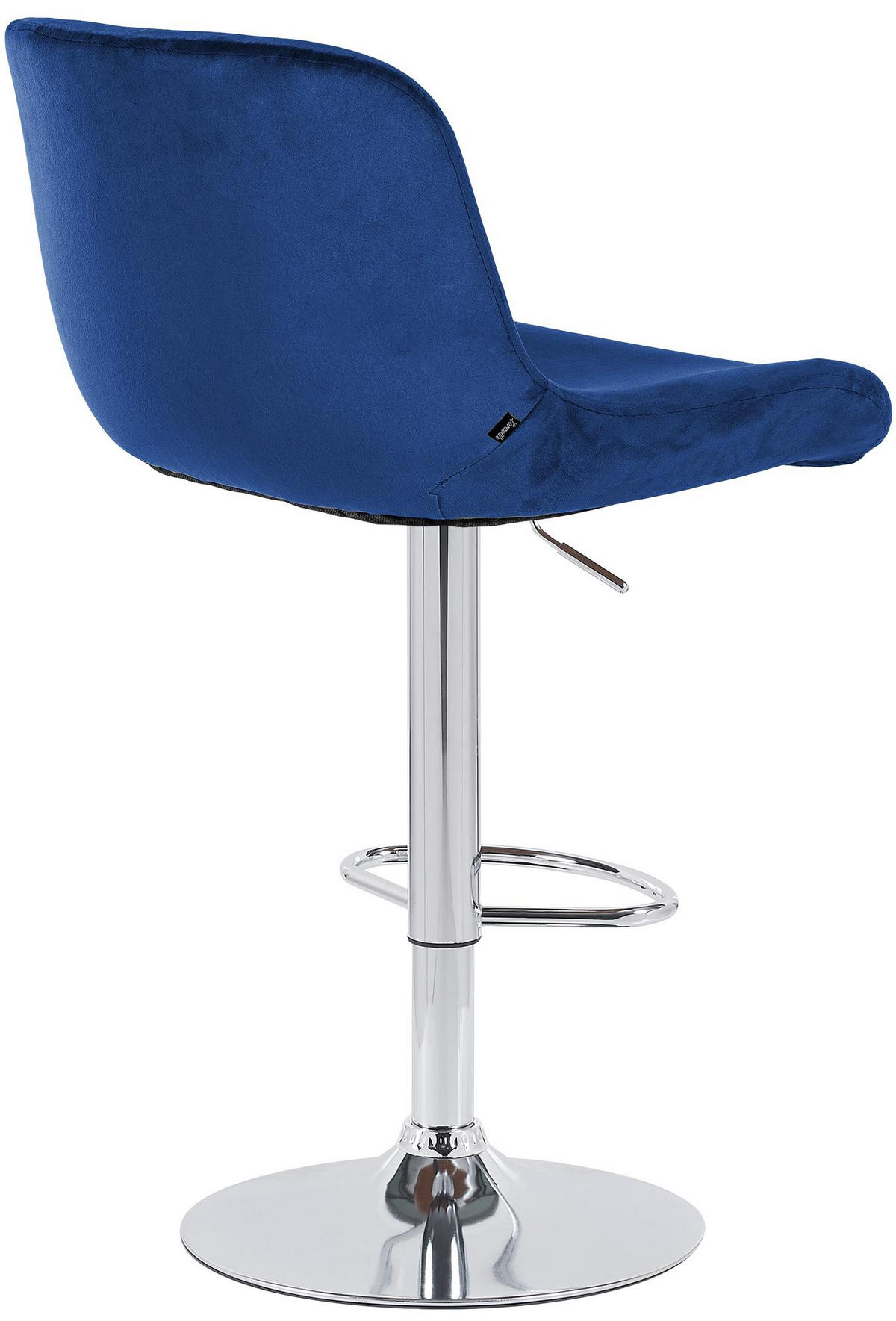 BARHOCKER 2er Set Samt Blau - Chromfarben/Blau, Textil/Metall (50/85/50cm) - CLP