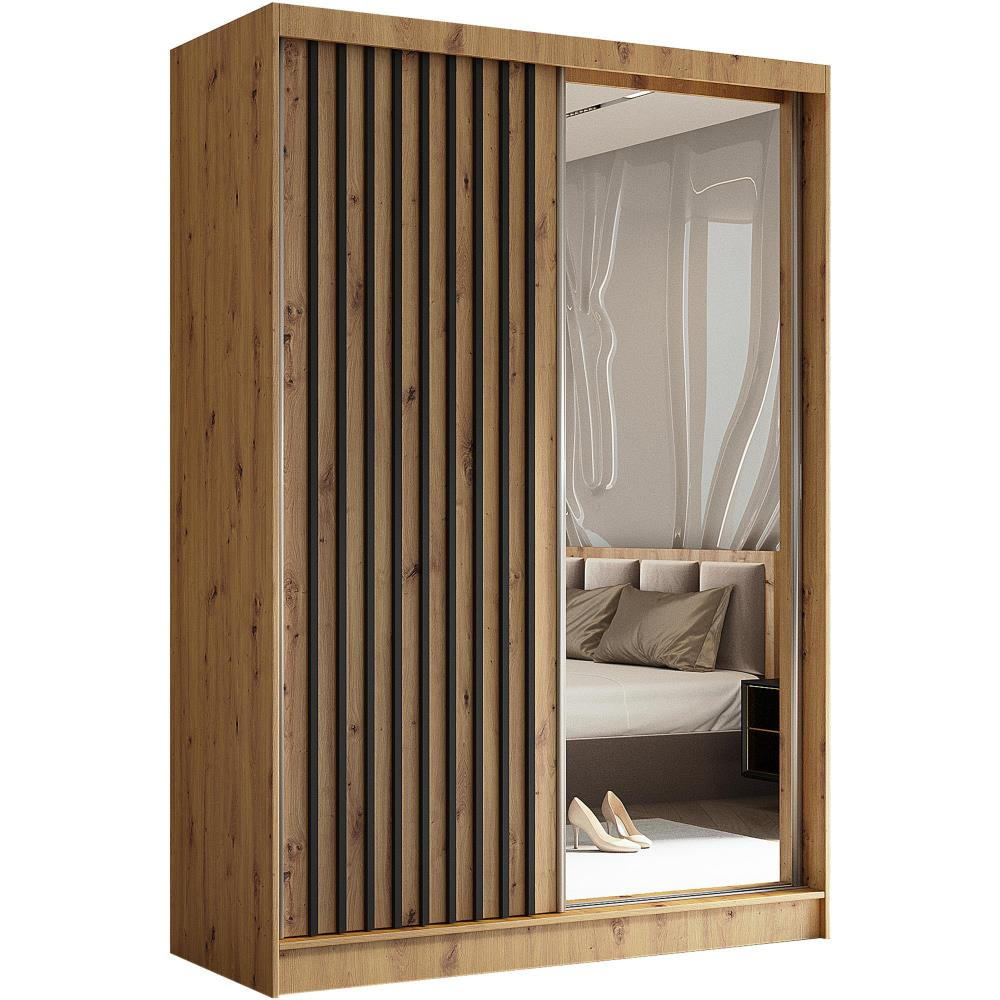 Beautysofa SKŘÍŇ s posuvnými dveřmi Helix 150/216/61 dub Artisan + černá