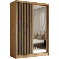 SCHWEBETÜRENSCHRANK Helix 150/216/61 eiche artisan+schwarz mit Schubladeneinsätze - Schwarz/Eiche Artisan, Holzwerkstoff (150/216/61cm) - Beautysofa