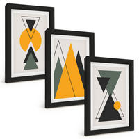 BILDER SET 3er Set - 20x30 cm Schwarzer Rahmen - Abstrakte geometrische Formen - Schwarz, Kunststoff (20/30cm) - TULUP