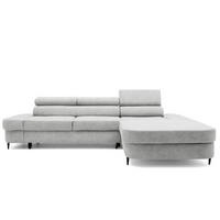 ECKSOFA JAZZ L Rechts mit Schlaffunktion 127x216 Velours Hellgrau - Hellgrau/Schwarz, Holz/Textil (237/285cm) - Muffo