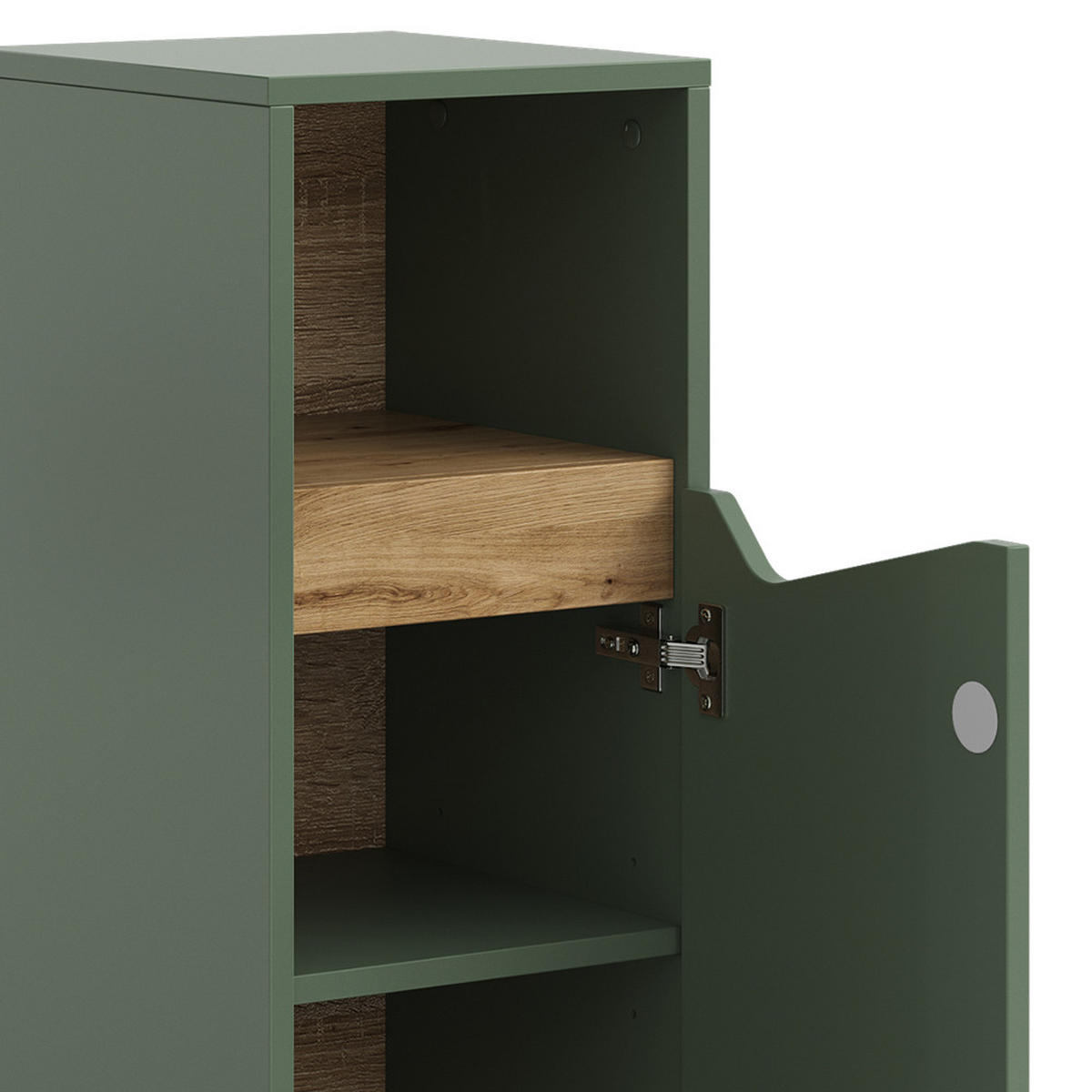 MIDISCHRANK Marelle Grün/Artisan 30 x 74.5 cm mit Tür und offenem Fach - Grün, Holzwerkstoff (30/74.5/35cm) - Vicco