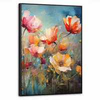 LEINWAND Bilder mit Rahmen - Blumen - Aquarell - Kunst - Botanisch - Natur - 50x70 - Orange, Textil (50/70cm) - MuchoWow