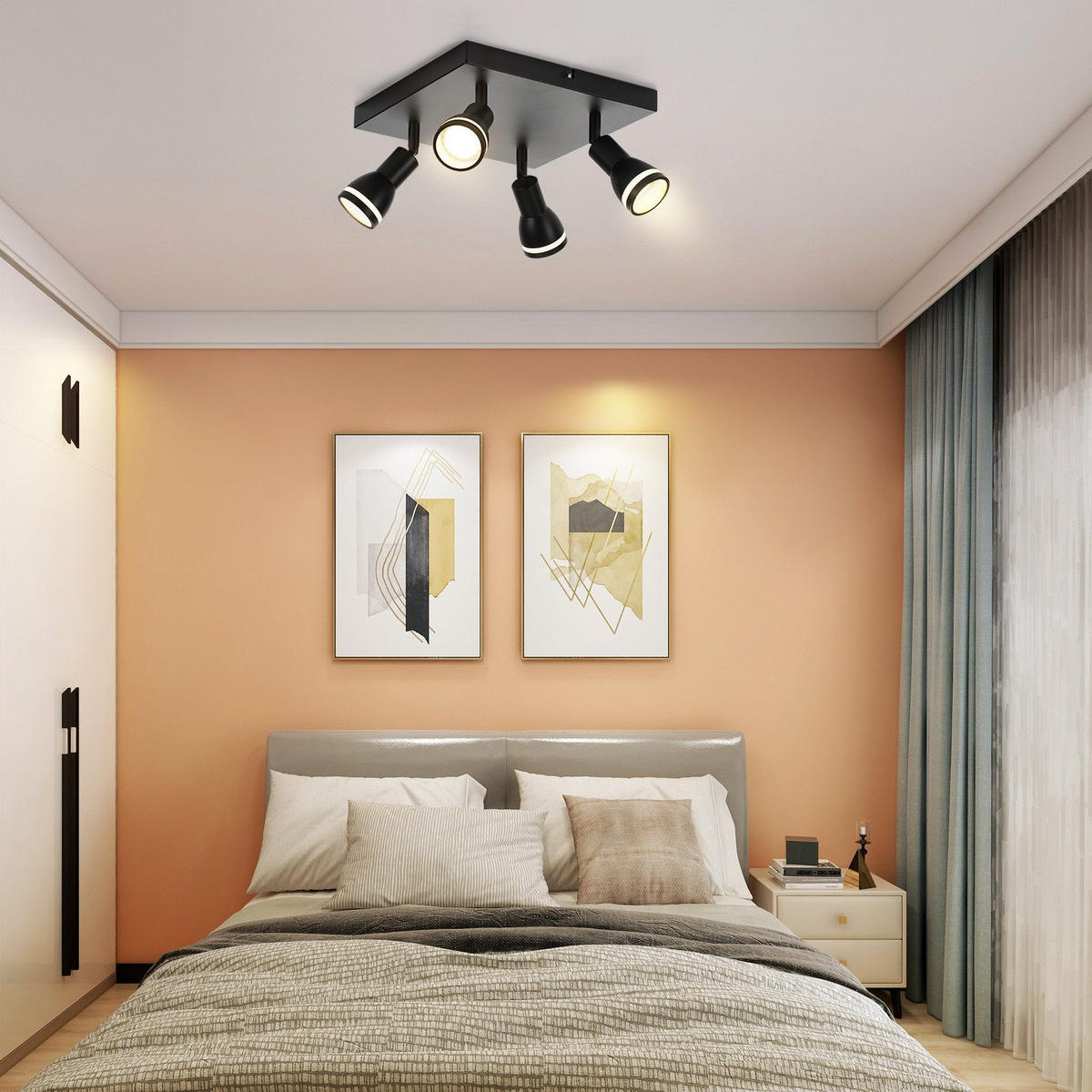 STRAHLER Oldenburg 4-flammig 20/20/15.7 cm - Schwarz, Metall (20/20/15.7cm) - Nettlife