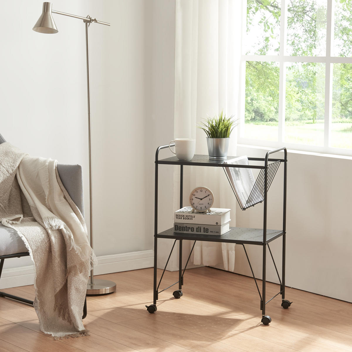 SERVIERWAGEN Austrheim - Schwarz, Kunststoff/Metall (50/73/33cm) - [en.casa]