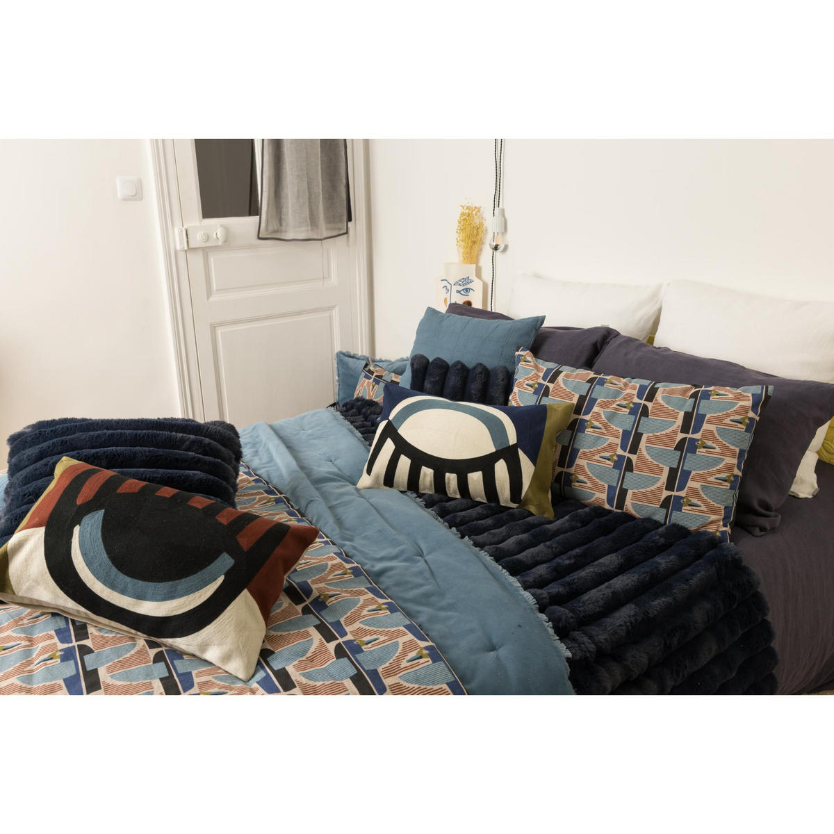 BETTÜBERWURF Alice marine 180 x 260 cm - Dunkelblau, Textil (180/260cm) - Vivaraise
