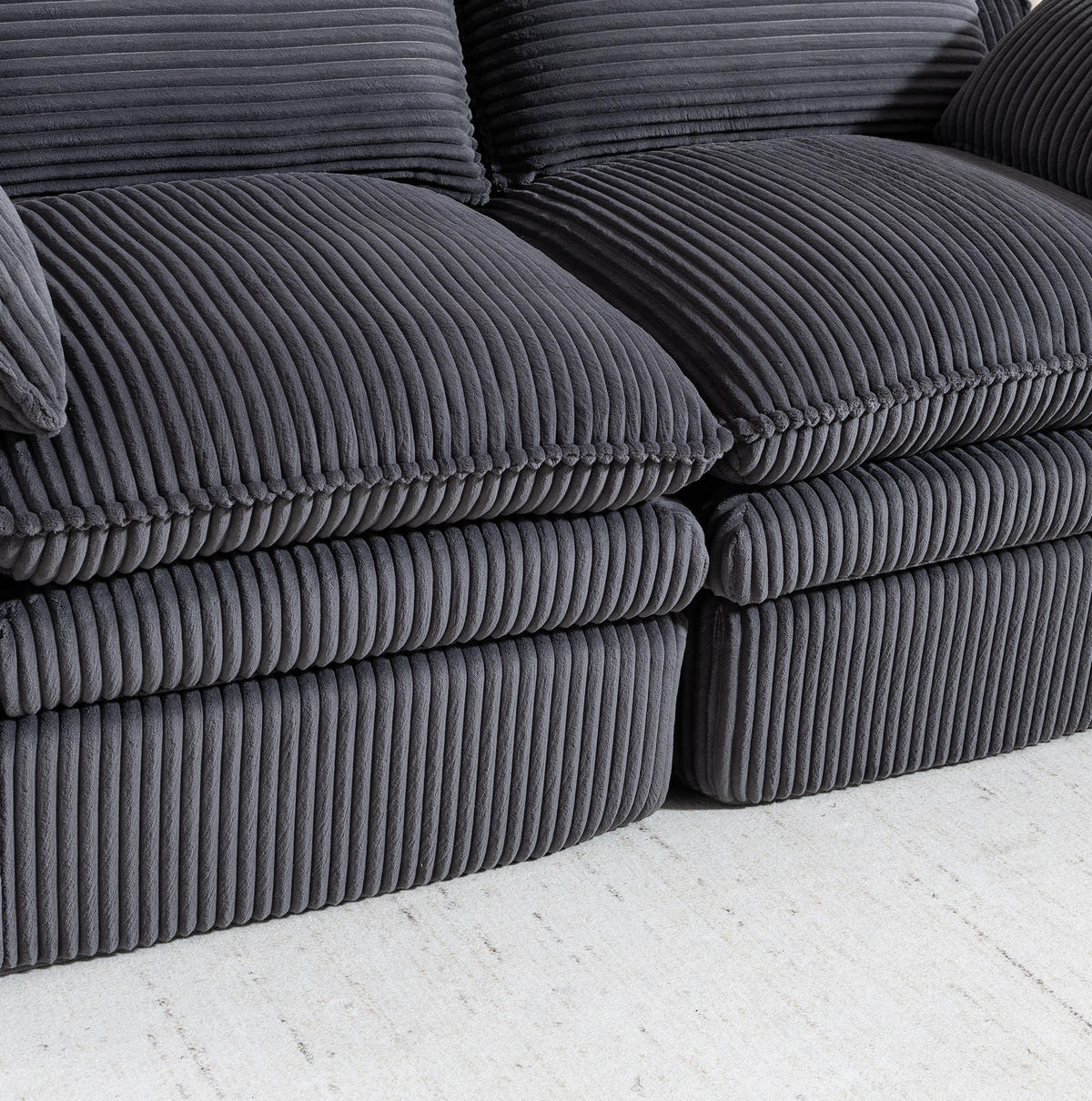 SOFA 2-Sitzer mit Seitentaschen 191 x 94 x 85 cm Cord Dark Gray - Dunkelgrau, Kunststoff (94/85/191cm) - Meubliv