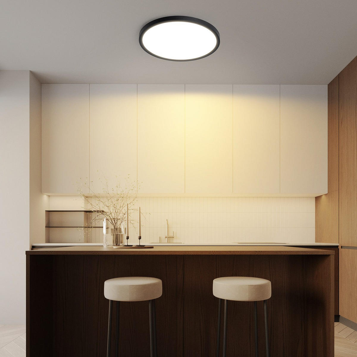 LED-DECKENLEUCHTE Mak 18/18/2.6 cm - Schwarz, Kunststoff (18/18/2.6cm) - Nettlife