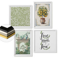 WANDBILDER 4er-Set - 50x50 cm & 40x60 cm Weißer Rahmen - Grüne Blätter exotischer Pflanzen - Weiß, Kunststoff (50/50cm) - ArtPrintCave