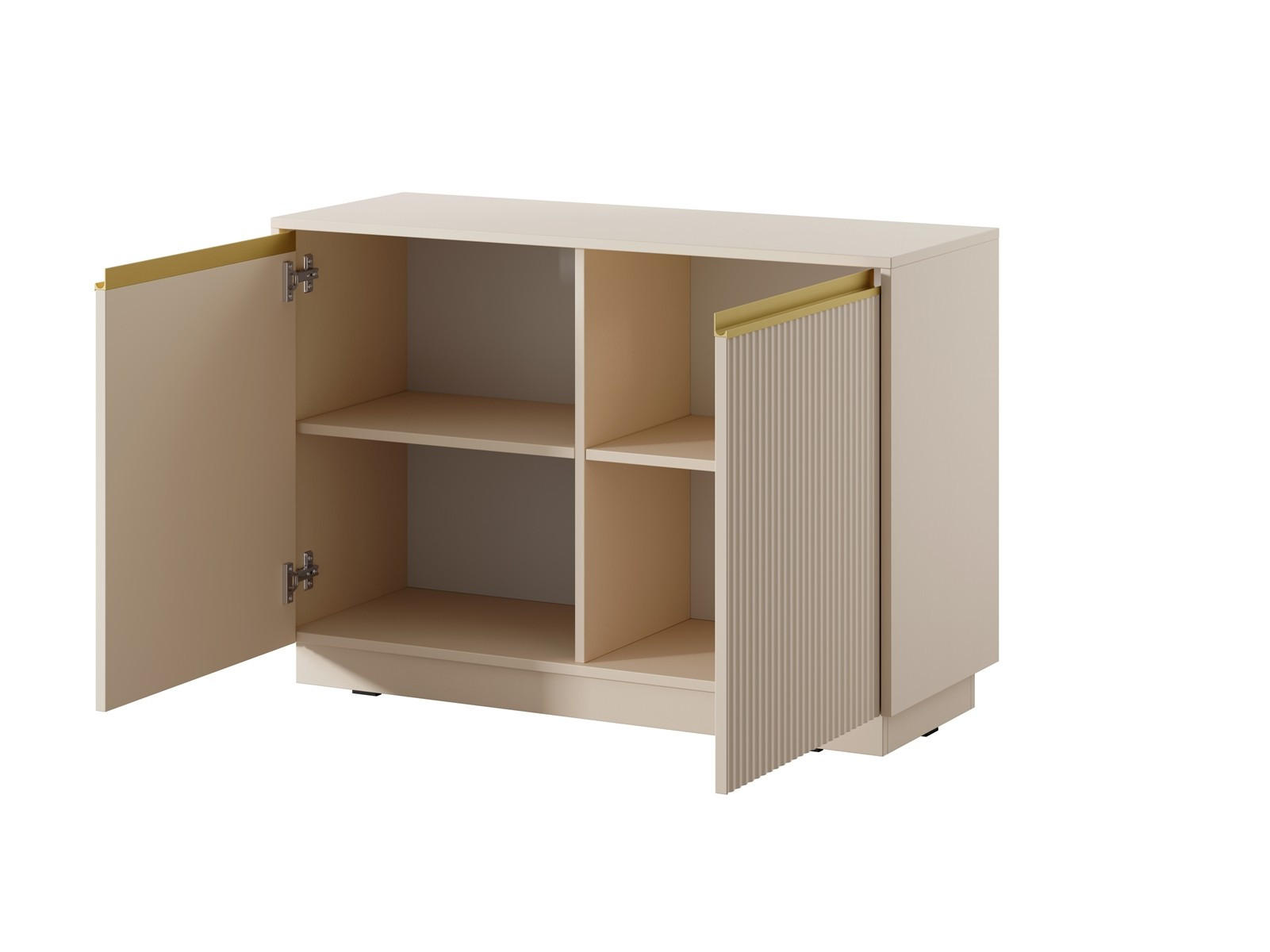 KOMMODE Roy 104 Beige, mit geriffelter Front - Beige, Holzwerkstoff (104/72/39cm) - Bettso