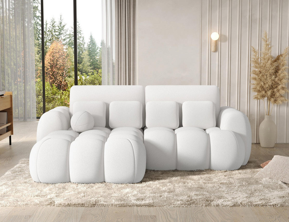 ECKSOFA COVELION L-Form – Schlaffunktion, Bettkasten, Wellenfederung, HR-Kaltschaum, inkl. Kissen, moderner Wohnkomfort - Weiß, Kunststoff (260/167cm) - Wohnideebilder