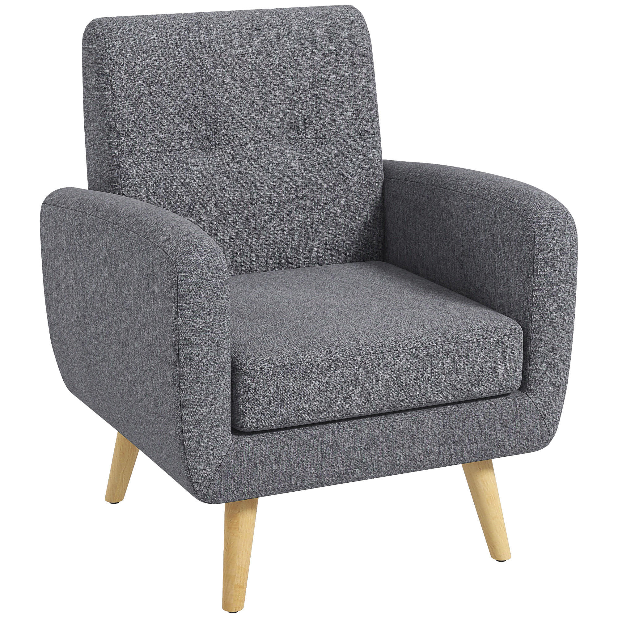 EINZELSESSEL, Leinen, Holz, Hellgrau - Hellgrau, Textil (69.5/86.5/70cm) - HOMCOM