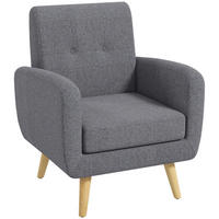 EINZELSESSEL, Leinen, Holz, Hellgrau - Hellgrau, Textil (69.5/86.5/70cm) - HOMCOM