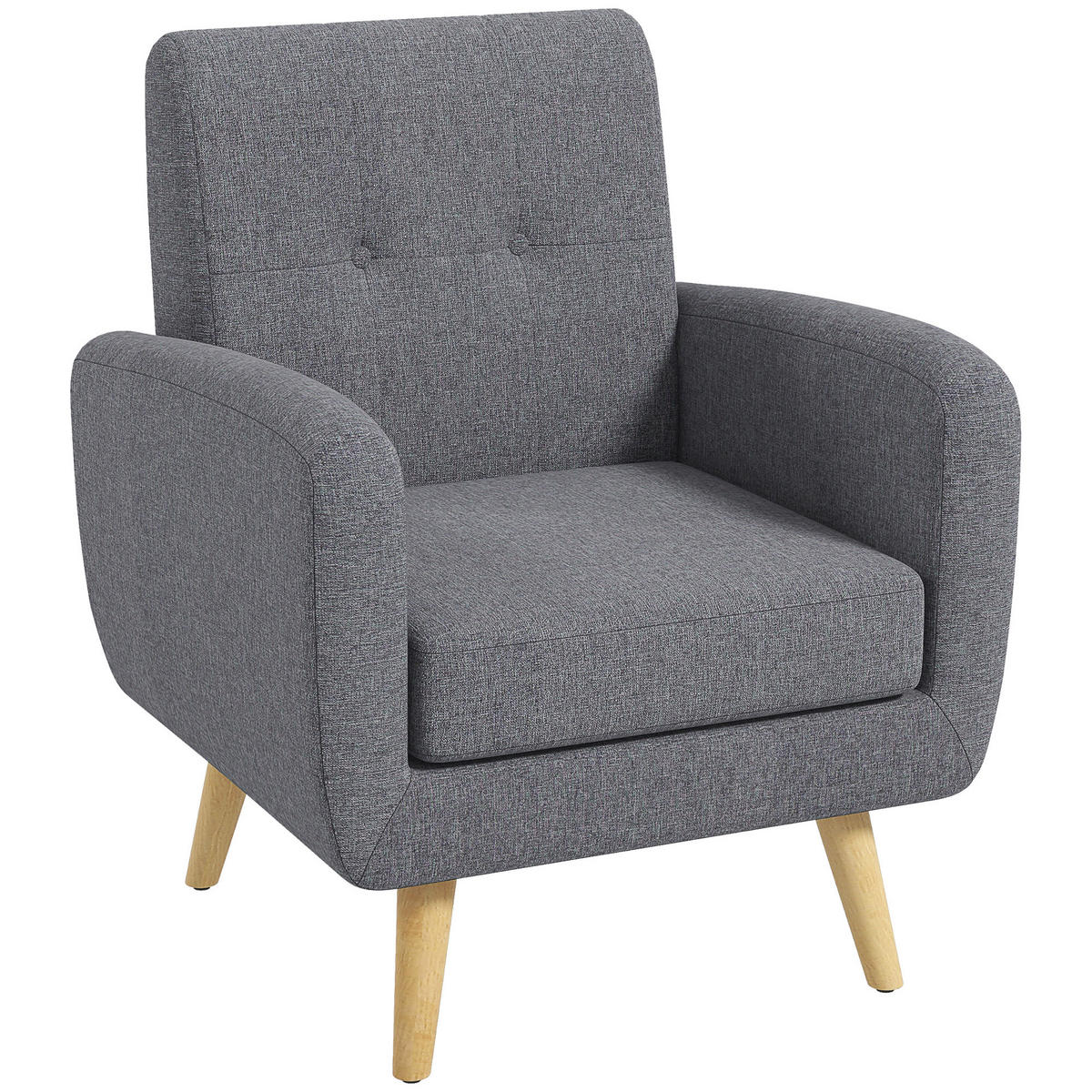 EINZELSESSEL, Leinen, Holz, Hellgrau - Hellgrau, Textil (69.5/86.5/70cm) - HOMCOM