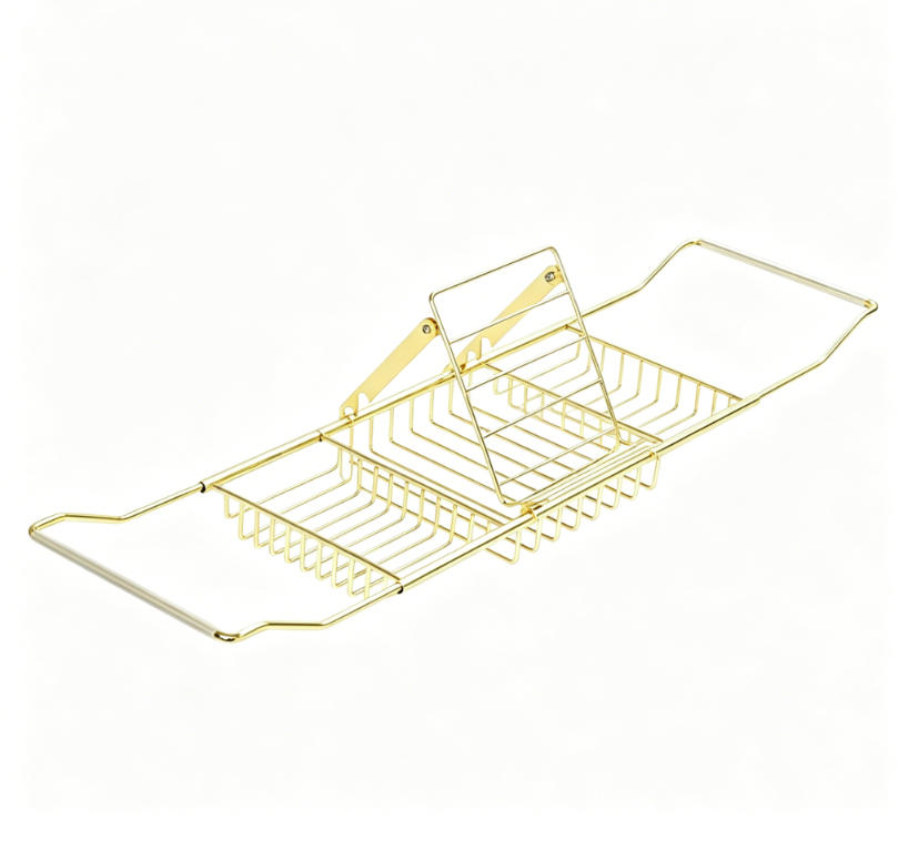 BADEWANNENABLAGE,MIT Halterung, (68–98) cm × 20 cm × 6 cm, Metall, Gold - Goldfarben, Metall (20/6/98cm) - Weltevree