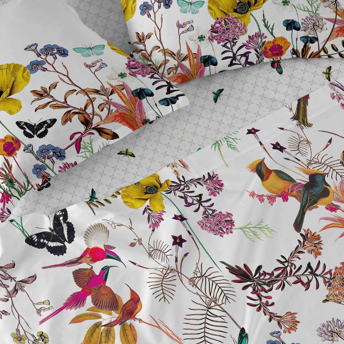 OBERBETTLAKEN birds of paradise 160x270 cm mehrfarbig - Multicolor, Textil (160/270cm) - Happy Friday