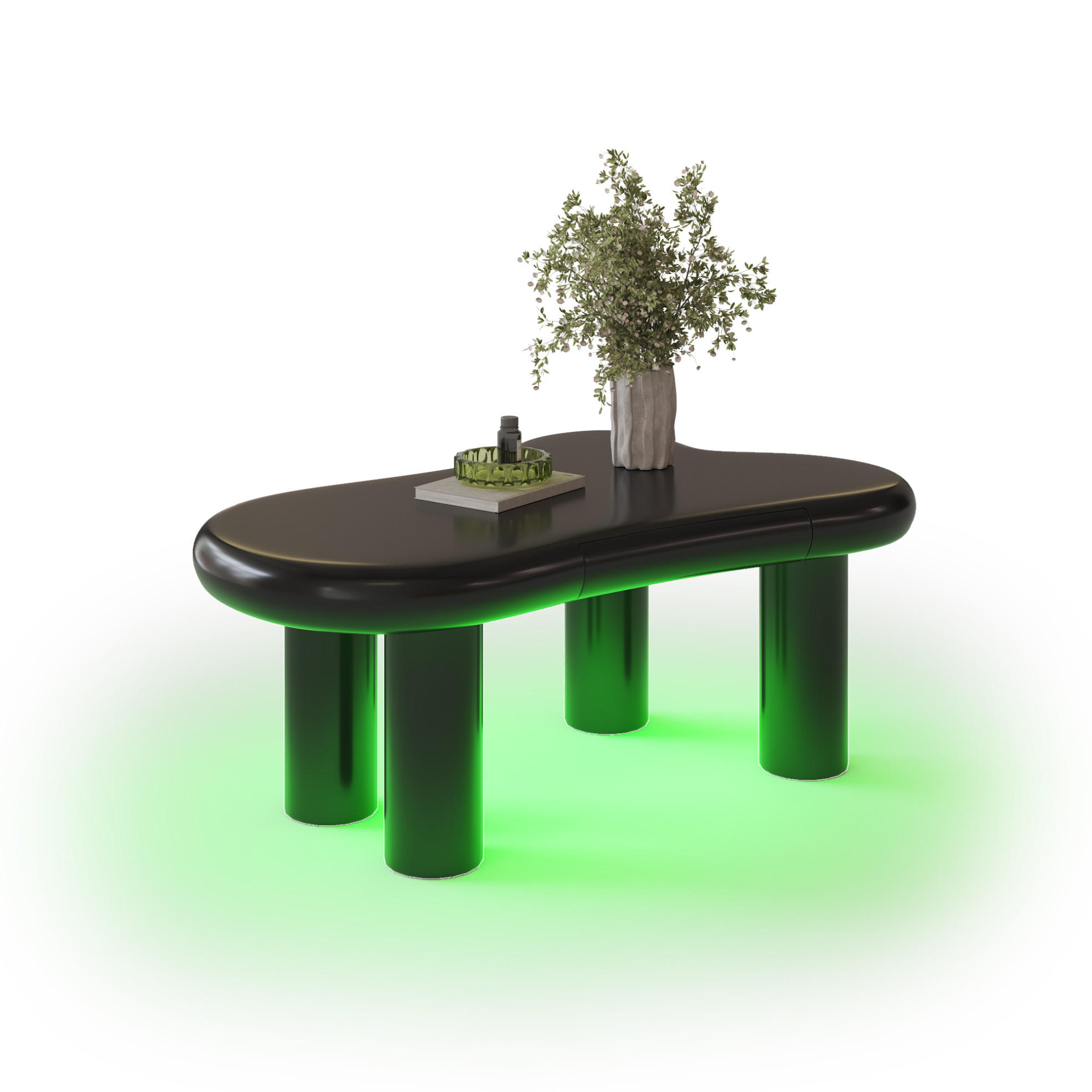 COUCHTISCH 98/65.5/40 cm schwarz aus MDF mit 16-farbiger LED-Beleuchtung und Schublade - Schwarz, Holzwerkstoff (98/65.5/40cm) - OKMYHOME