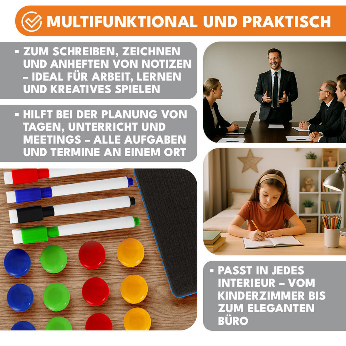 MAGNETISCHES Whiteboard, Magnettafel 60x40cm - Weiß, Kunststoff (60/40/2cm) - KRUMAD