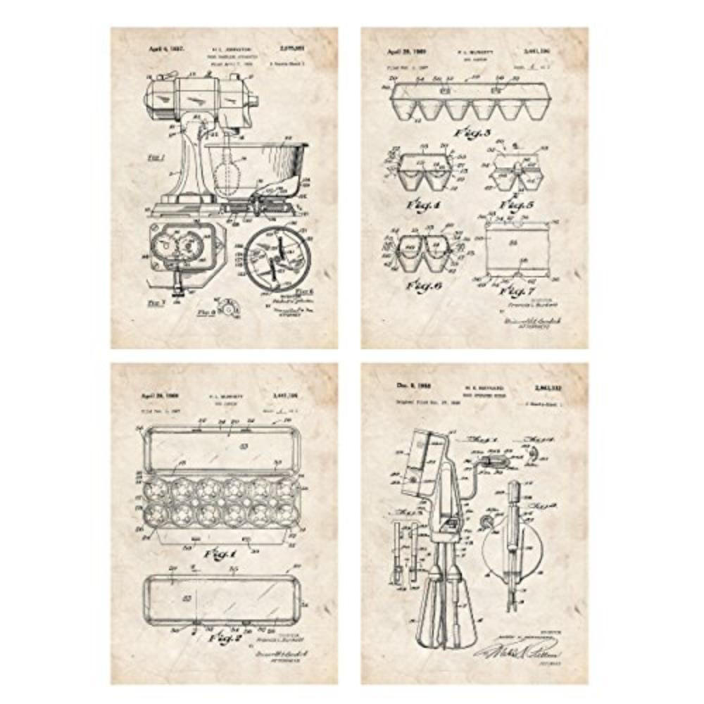 POSTER Set mit 4 Jahrgang Kochfertig Das Hügelset A4 Rahmenlos - Klar, Papier (29.7/3cm) - Nacnic