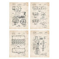 POSTER Set mit 4 Jahrgang Kochfertig Das Hügelset A4 Rahmenlos - Klar, Papier (29.7/3cm) - Nacnic