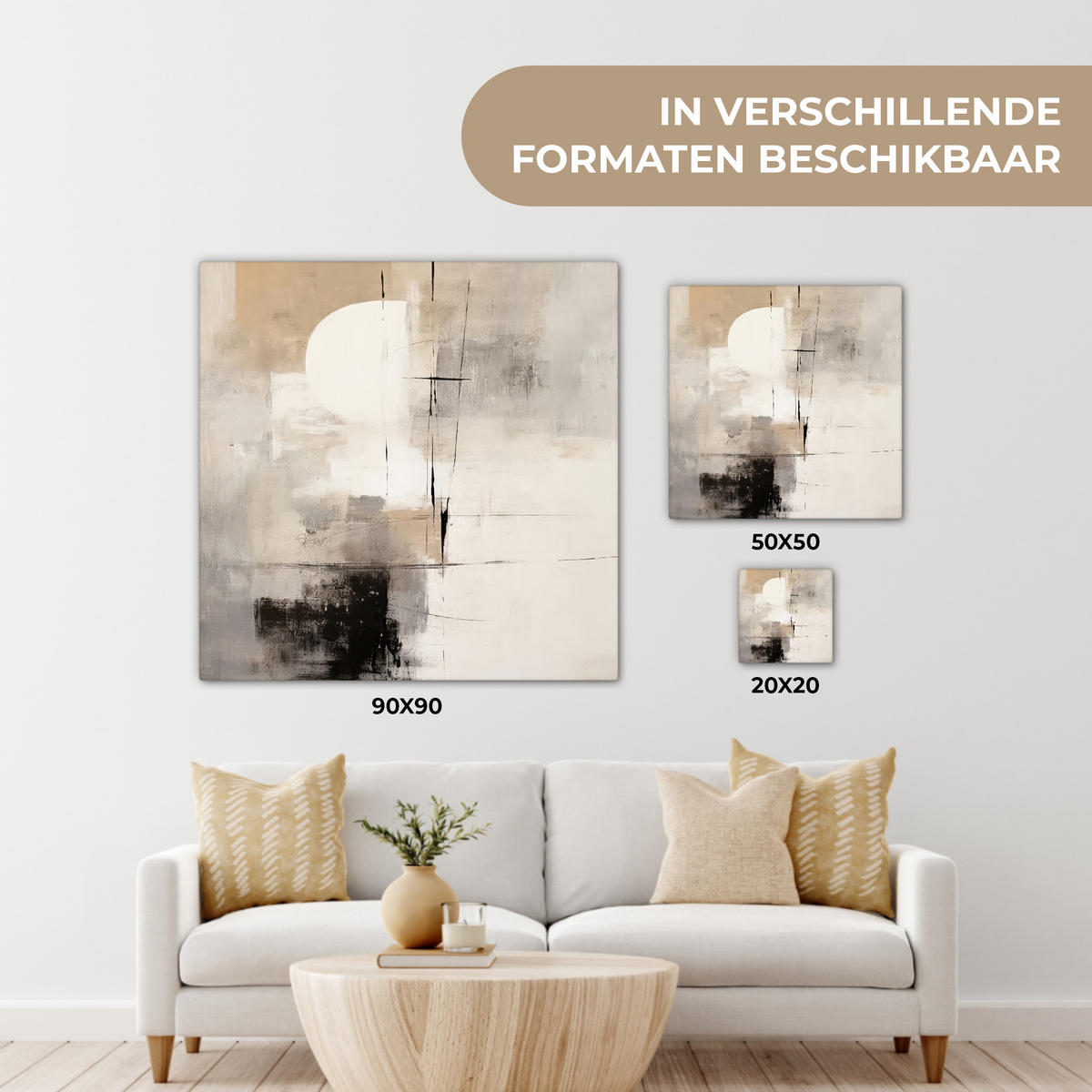 LEINWANDBILD Abstrakt - Kunst - Grau 20x20 cm - Hellgrau, Textil (20/20cm) - MuchoWow