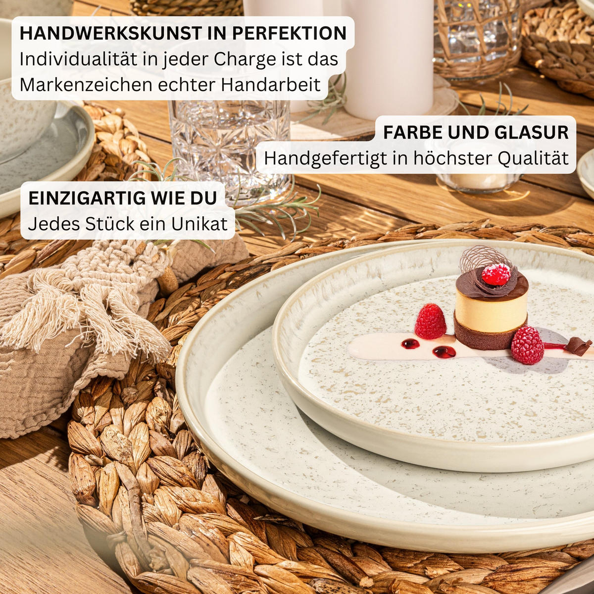 DESSERTTELLER SET KEY WEST - 6 teilig aus Steingut - Creme, Stein (20.7cm) - Sänger