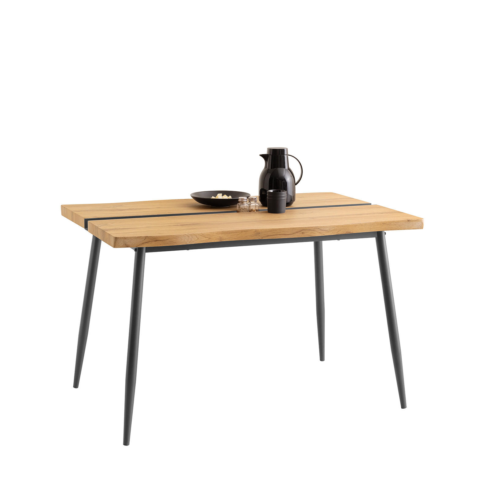 ESSTISCH Natur-Schwarz - Schwarz/Naturfarben, Holzwerkstoff/Metall (78/120/75cm) - SoBuy