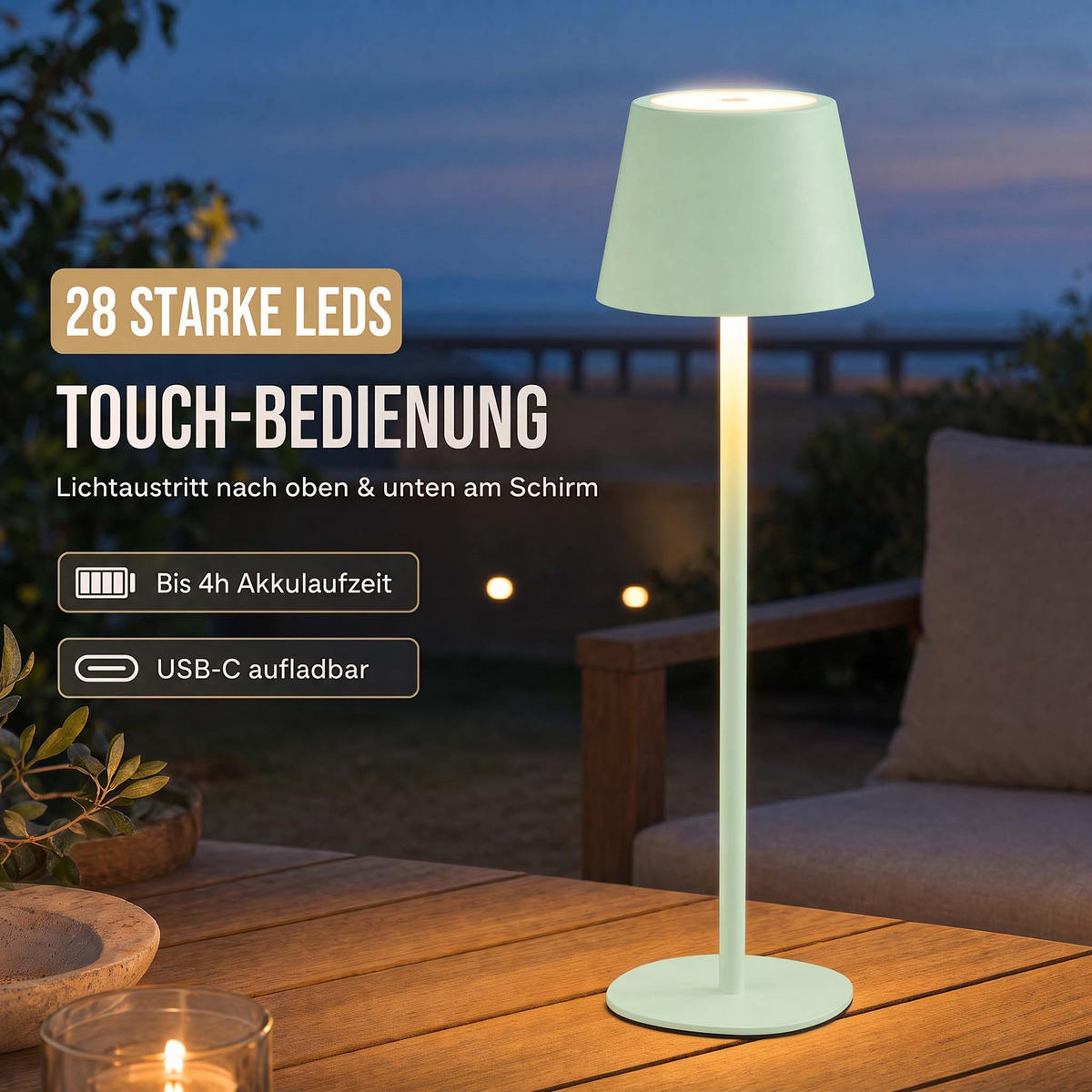 LED Tischlampe 3 in 1 Hellgrün max. 45cm hoch - Grün, Kunststoff (11/11/45cm) - Northpoint