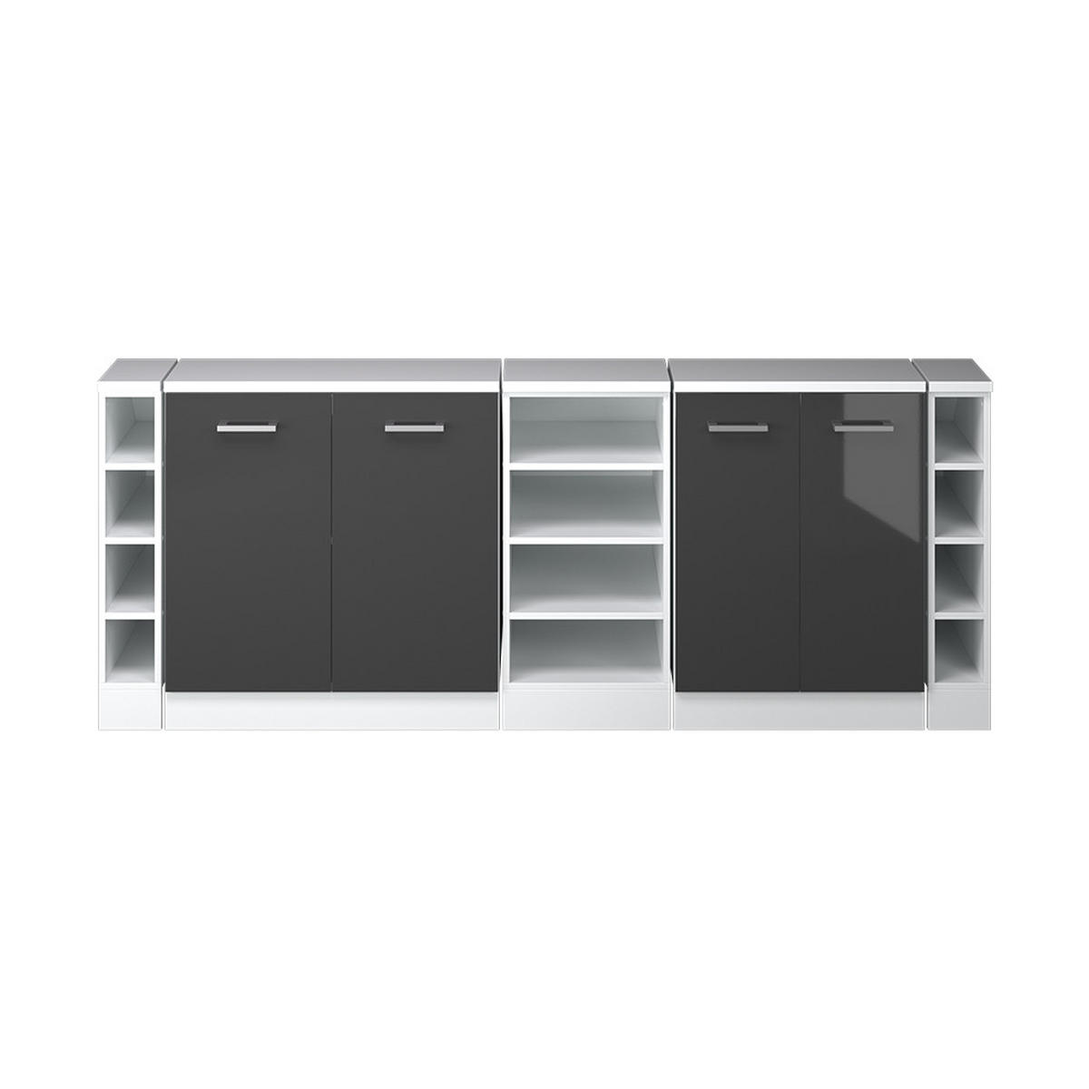 ŠATNÍKOVÁ ZOSTAVA PRE ŠIKMÉ STRECHY Rion Antracit vysoký lesk 210 cm Súprava 5 korpusov skrine hĺbka 60 cm - biela/čierna s vysokým leskom, kompozitné drevo (210/83.8/60cm) - Vicco