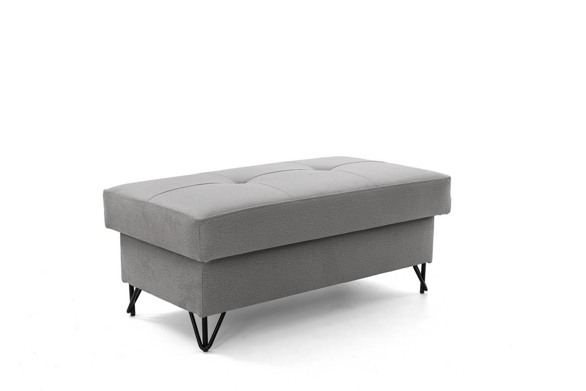 POUF JUNIOR 105x55 cm Velours Grau - Schwarz/Grau, Holz/Textil (105/43/55cm) - Muffo