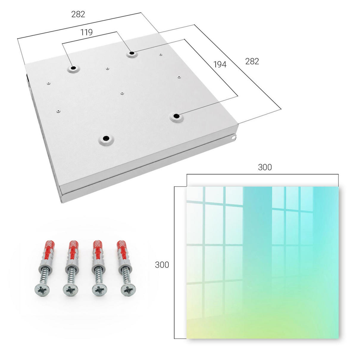SCHLÜSSELBOX Weiß 30x30 cm – Türöffnung nach rechts - Sommerliche Frische - Türkis, Metall (30/30/5cm) - TULUP