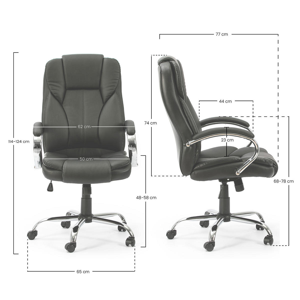 DREHSTUHL Nixon Schwarze Farbe - Schwarz, Fell (77/114/65cm) - VS Venta-stock