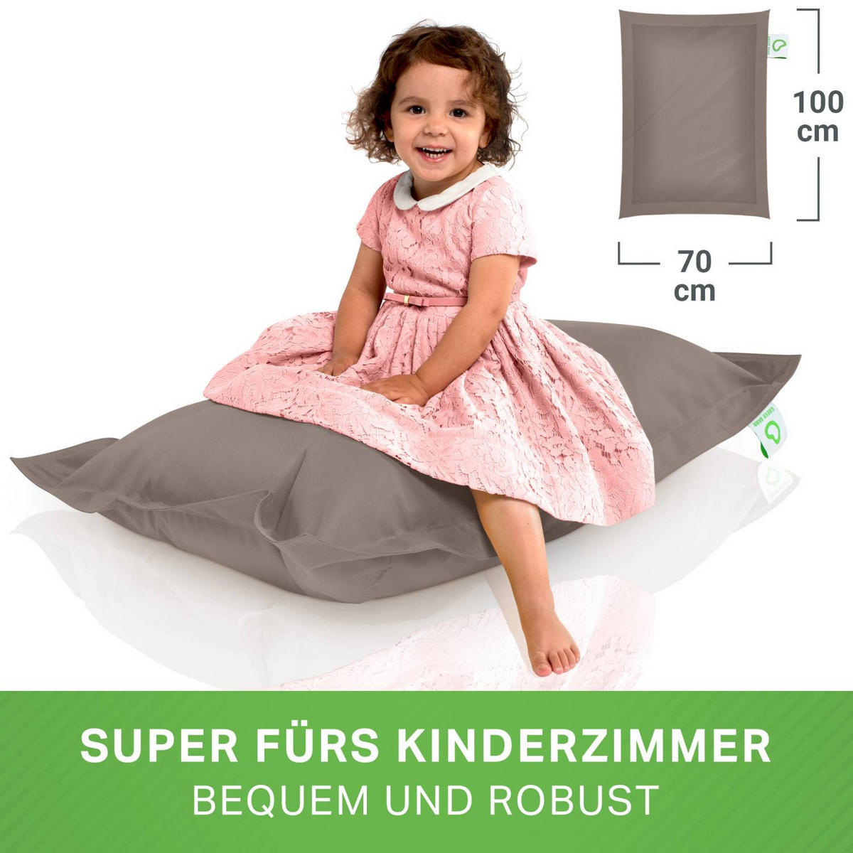 KINDER-SITZSACK 70x100cm - 70 Liter - Beige, Textil (70/10/100cm) - Green Bean