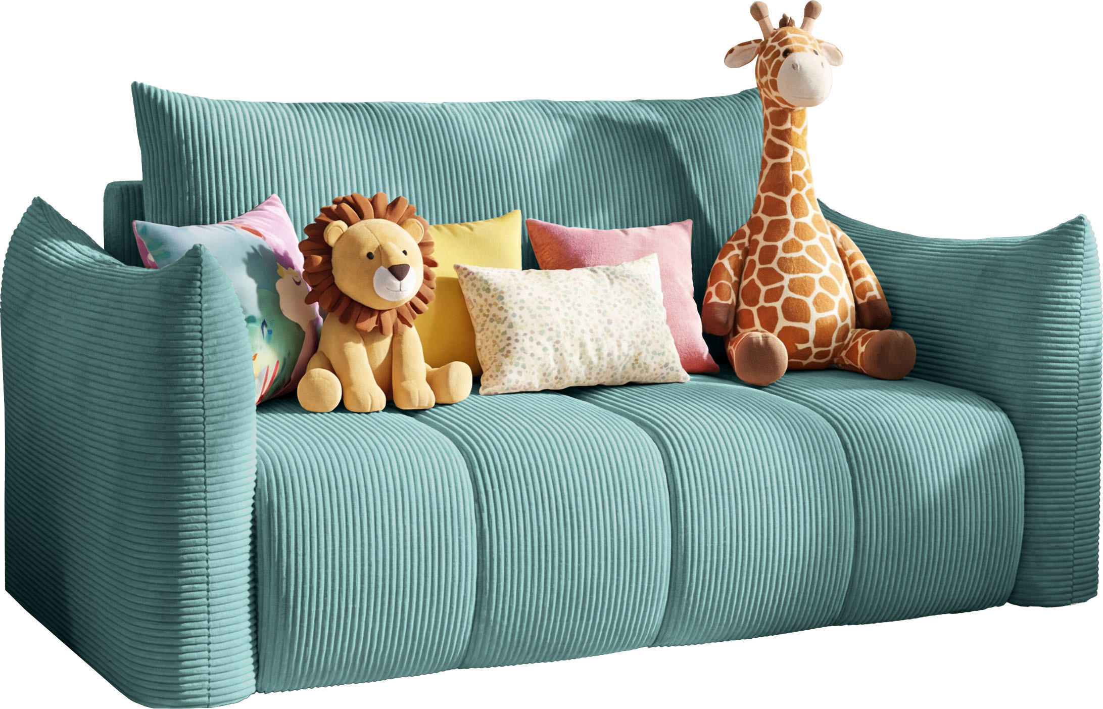 SCHLAFSOFA Lilo mit Bettkasten, Blau Cordstoff 120/86/101 cm - Blau/Schwarz, Kunststoff/Textil (120/86/101cm) - WFL GROUP