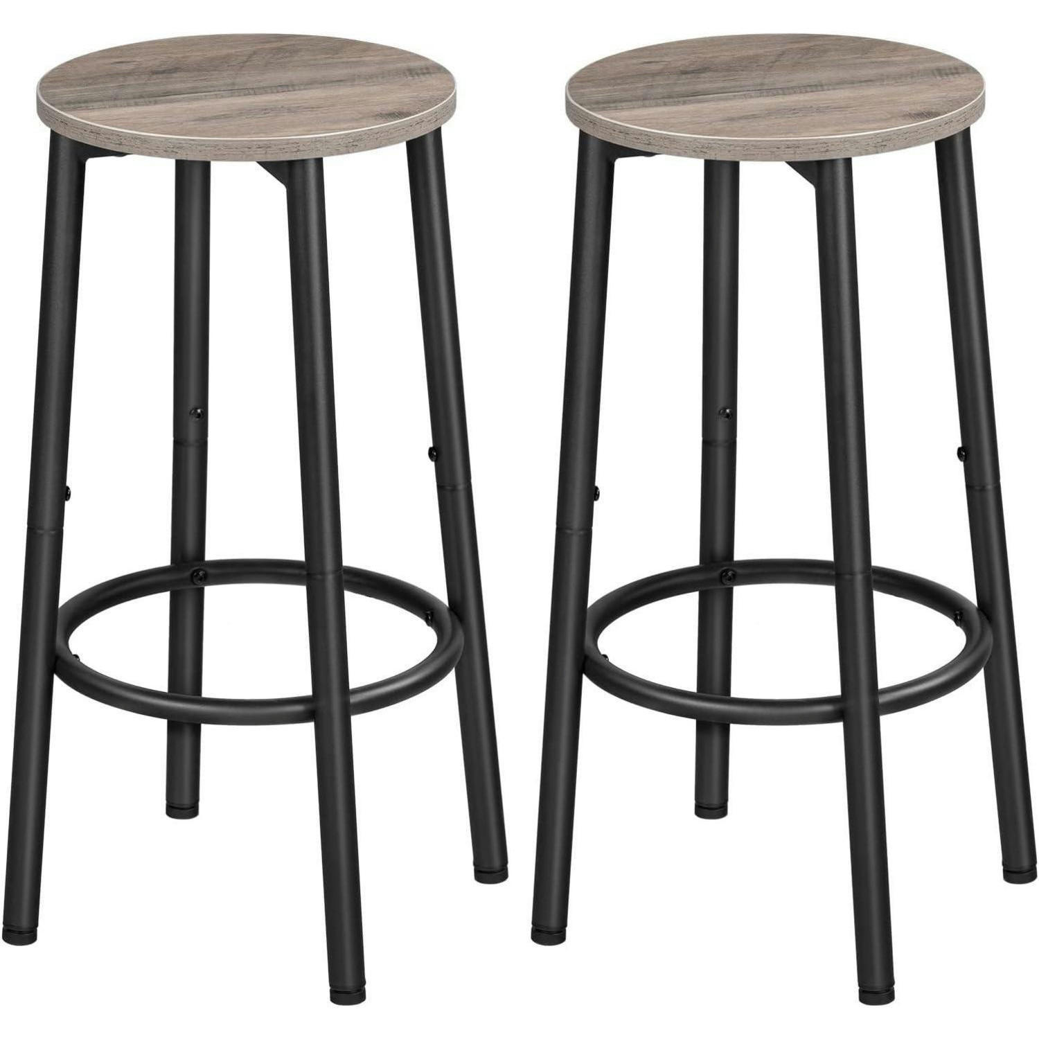 BARHOCKER 2er-Set Greige und Schwarz mit Fußstütze - Multicolor, Metall (30/64/30cm)