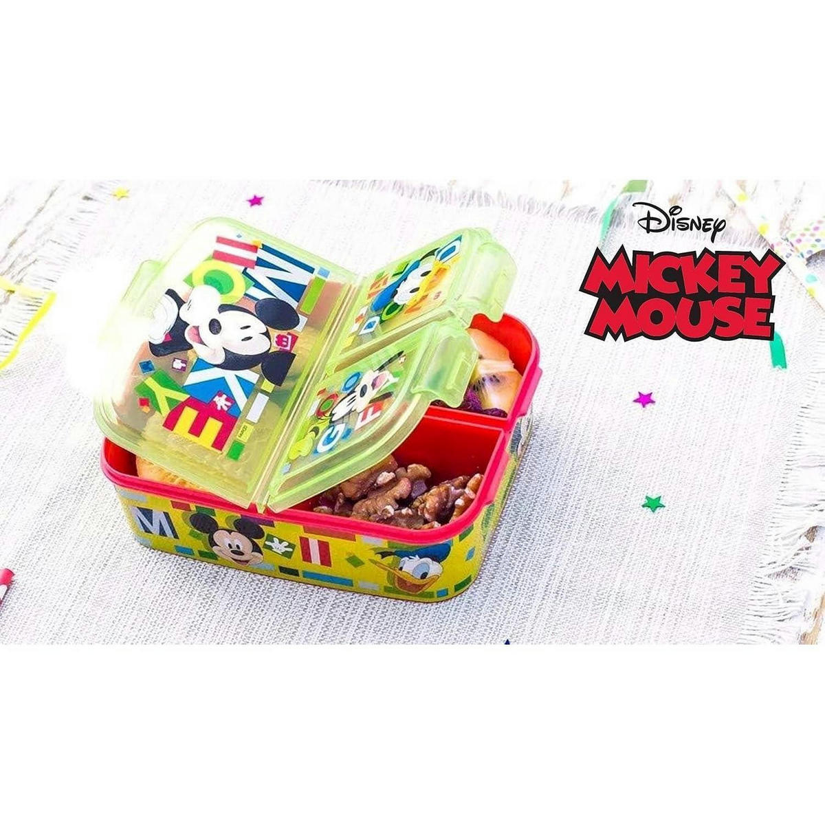 BROTDOSE mit Fächern Mickey Mouse 18 cm - Multicolor, Kunststoff (14/7/18cm)