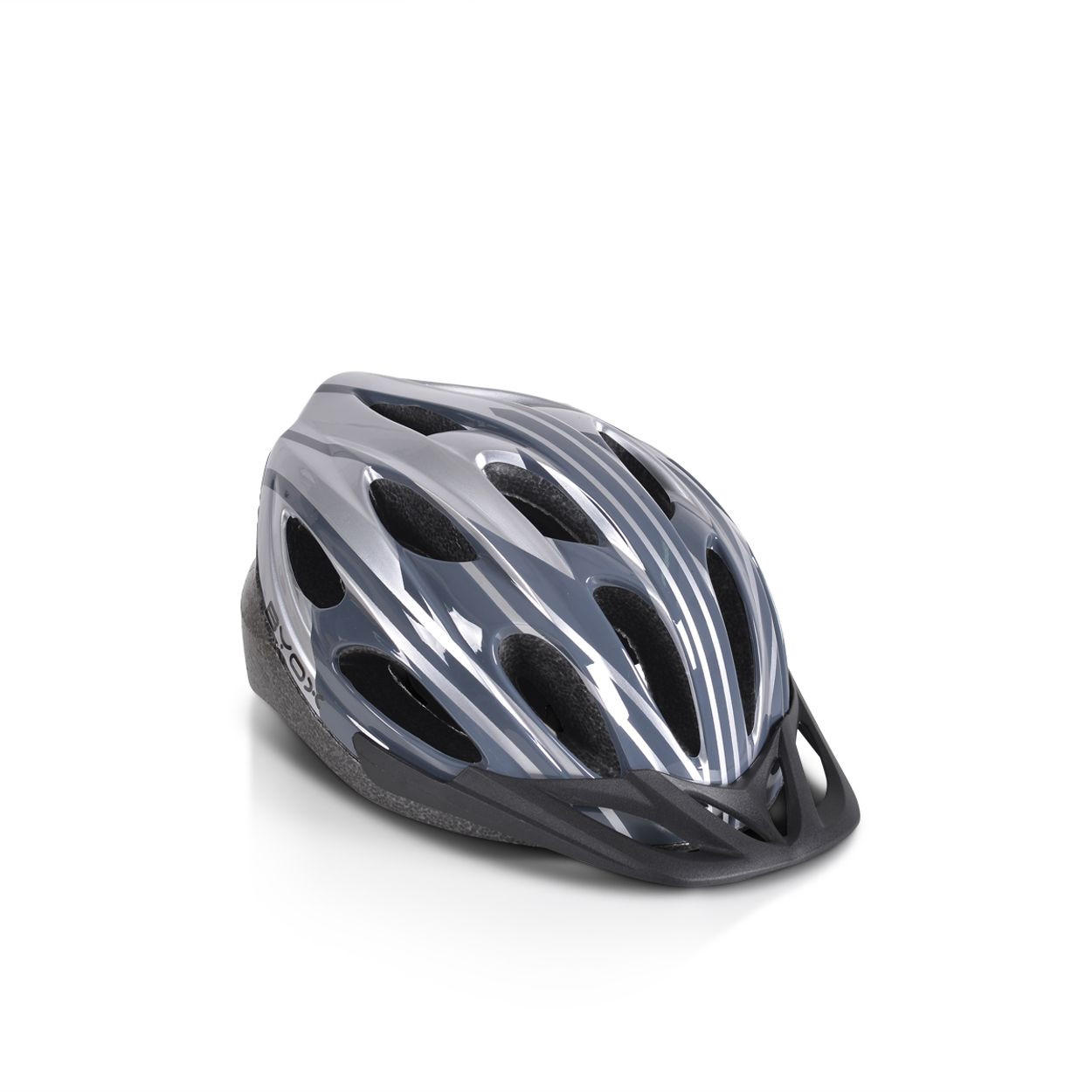 KINDERHELM Y02 grau Größe M 54-58 cm, 17 Löcher, LED-Licht, EPS + PVC-Schale, einstellbar - Grau, Kunststoff (19/30cm)