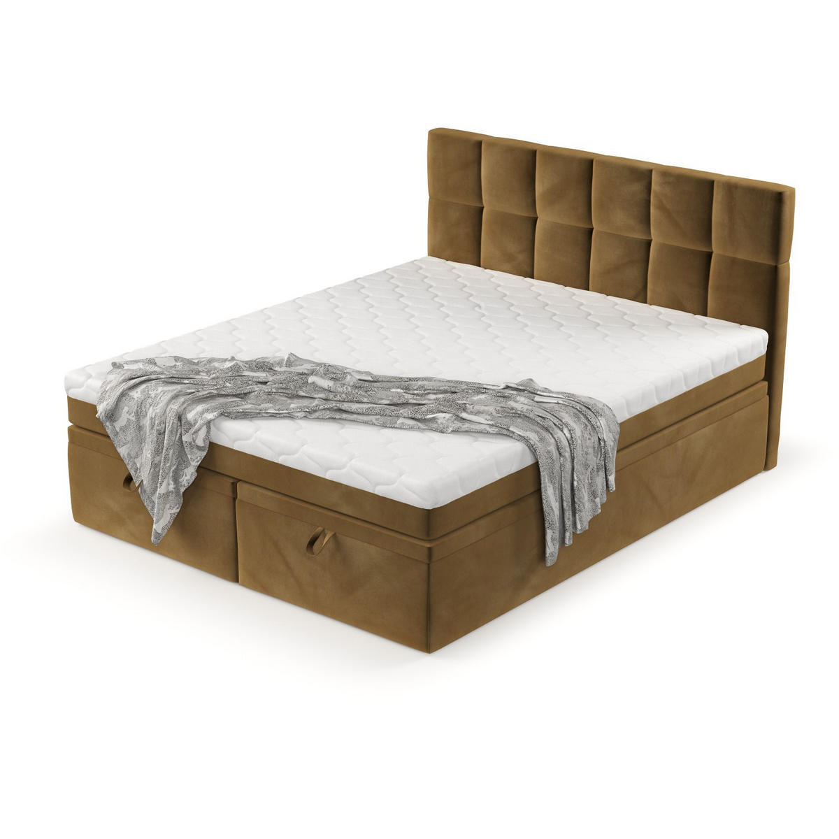 BOXBETT Elano 180/200 cm Honiggelb im Kronos Stoff - Schwarz/Honig, Holz/Holzwerkstoff (180/200cm) - AltaBeds