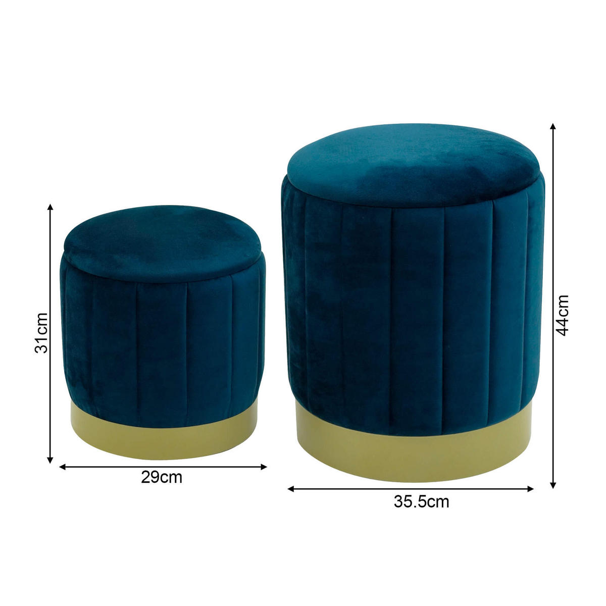 FUSSHOCKER 2er Set Blau 35/35/44 cm - Blau, Textil (35/44/35cm) - Mobili Rebecca
